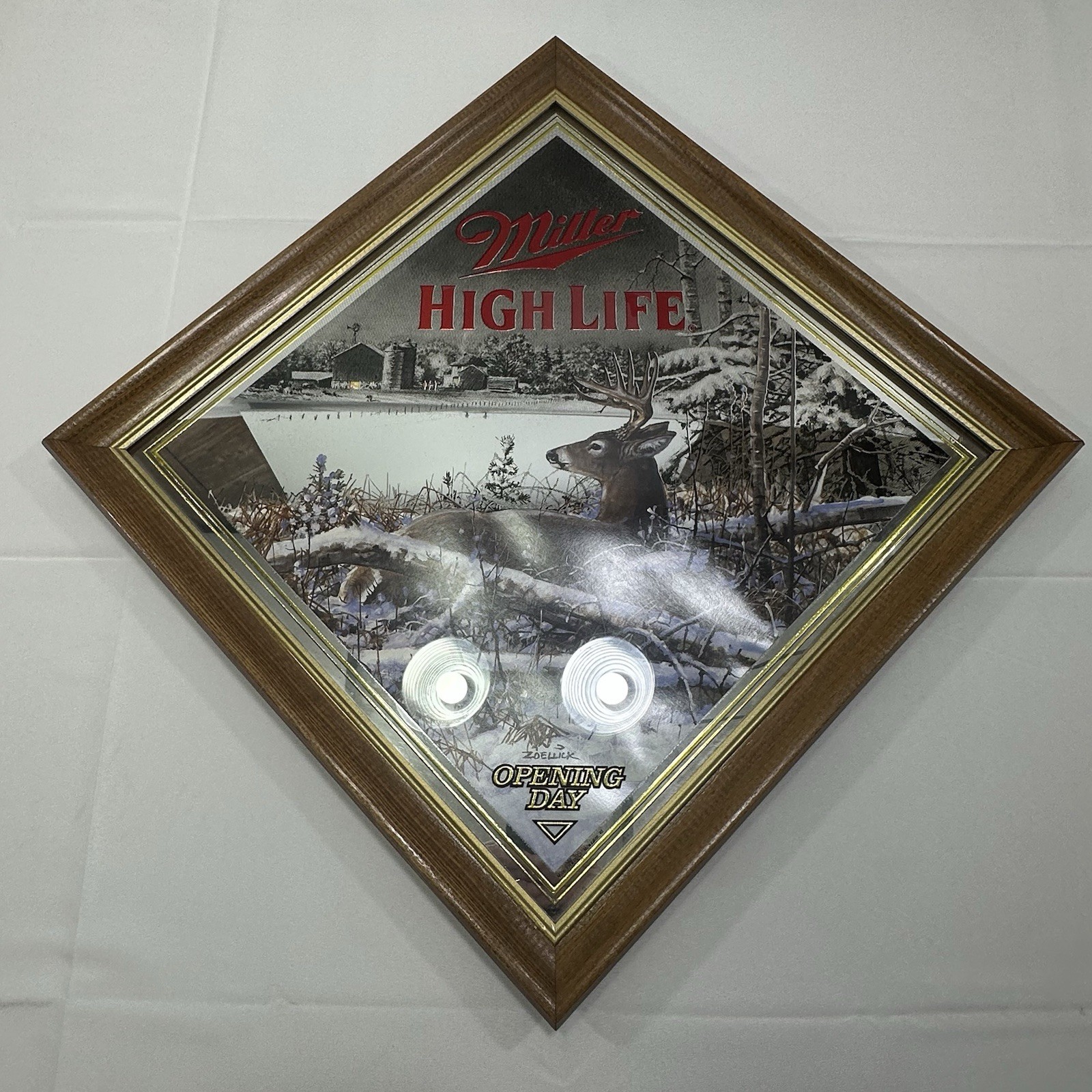Miller High Life Opening Day Deer Beer Mirror Scott Zoellick Diamond Series 1993