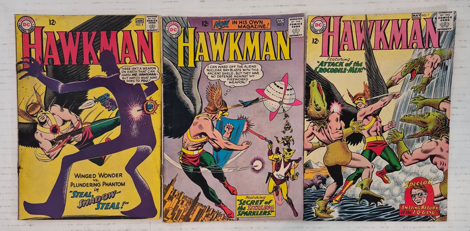 HAWKMAN Silver Age Lot (3) #2 #5 #7 VG G/VG 1965 Murphy Anderson, Gardner Fox 