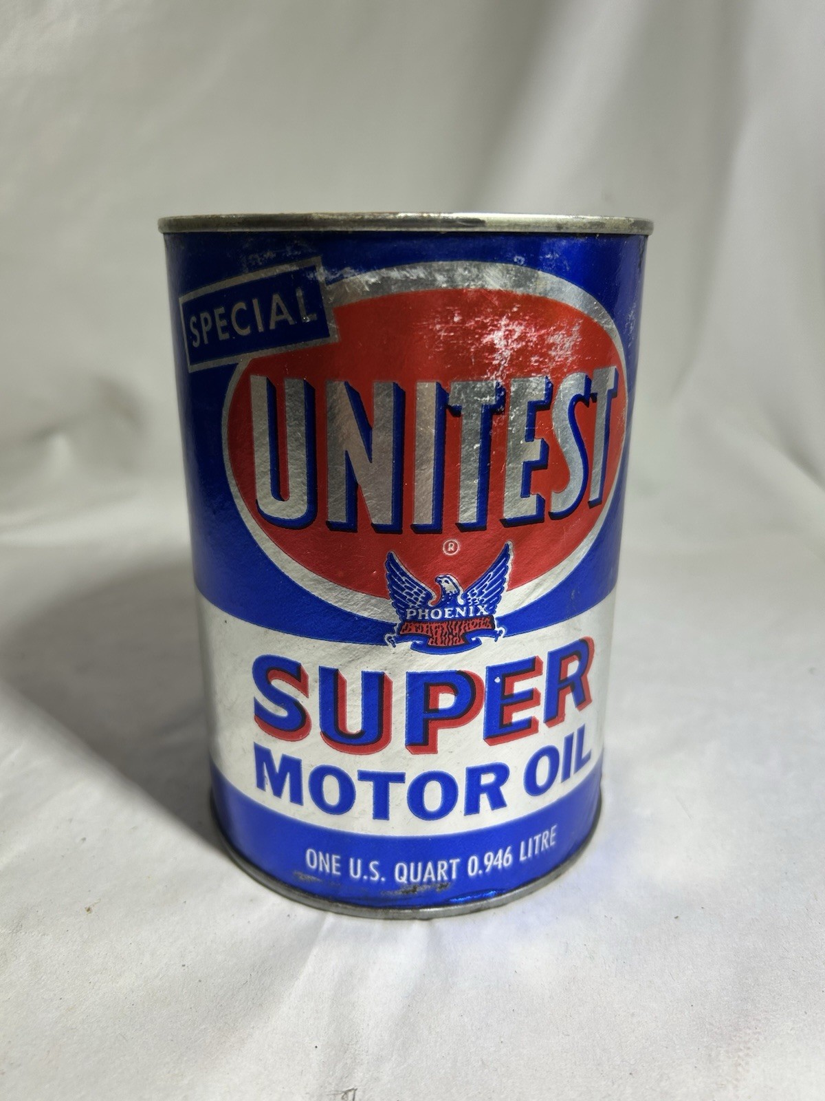 Vintage Unitest Phoenix Oil Augusta Georgia Super Motor Oil Advertising Can 1 QT Vintage Unitest Phoenix Oil Augusta Georgia Super Motor Oil Advertising Can 1 QT