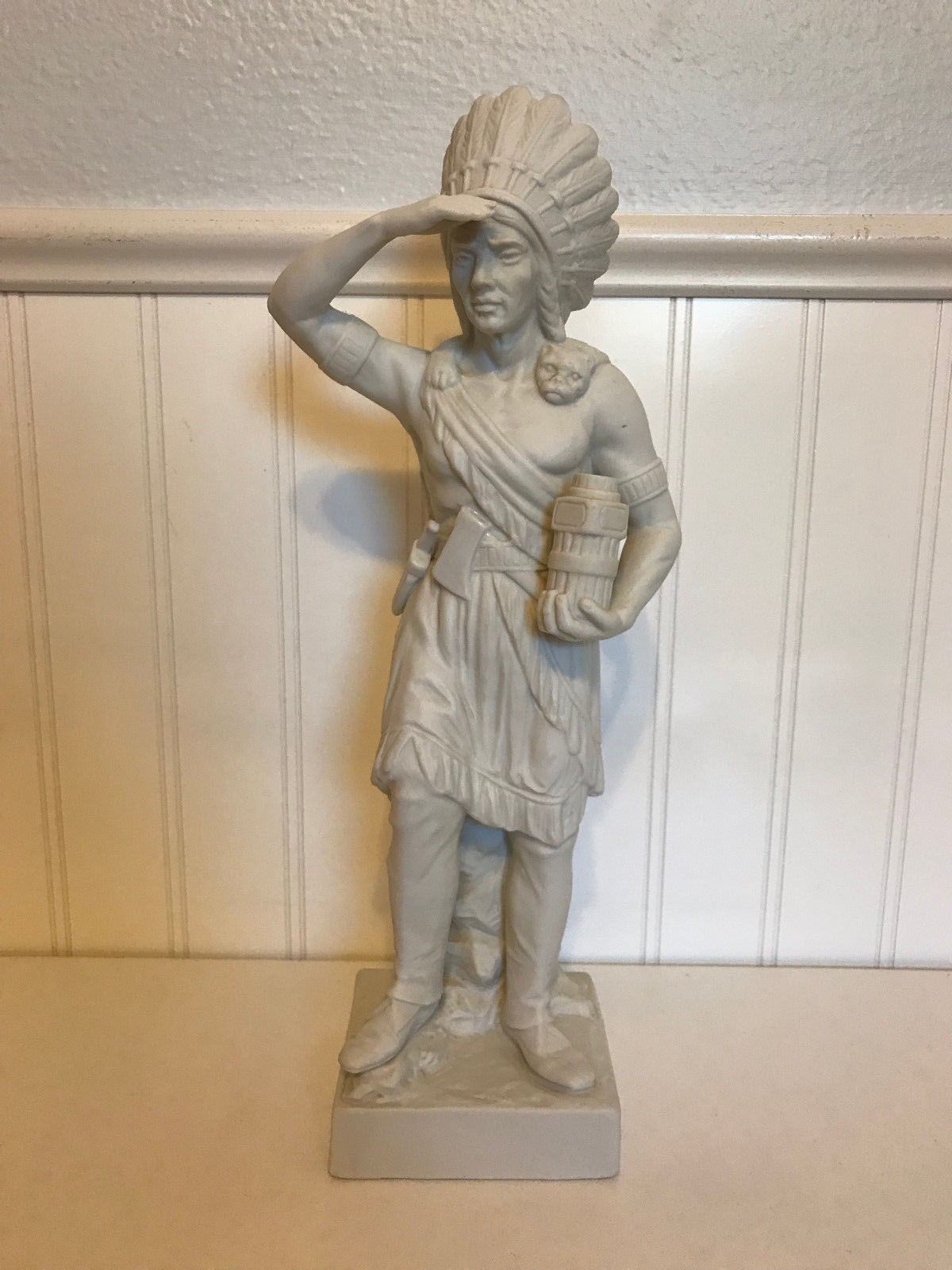 Antique Victorian Parian Ware Bisque Porcelain Native American Indian Match Hold Antique Victorian Parian Ware Bisque Porcelain Native American Indian Match Hold