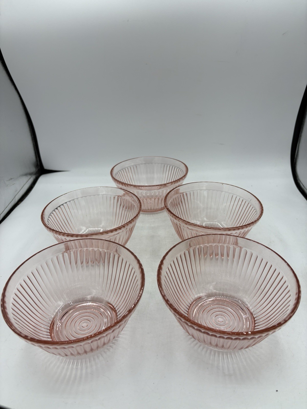Federal Glass Pink Depression Bowls Ribbed Small Mixing Cereal 5.25\