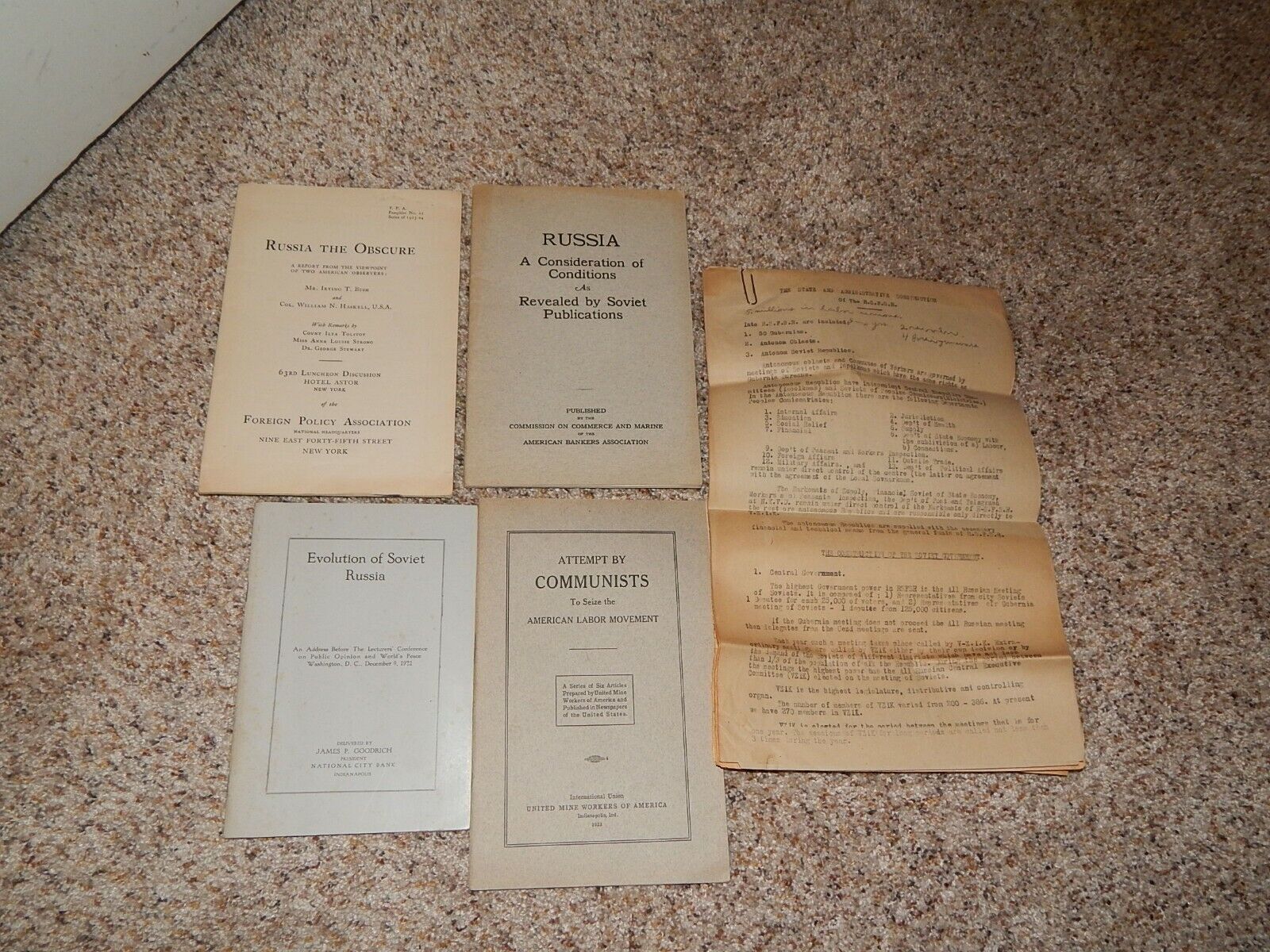 1923-1924 Rare Early Communist Papers/Studies/Opinions/Histories