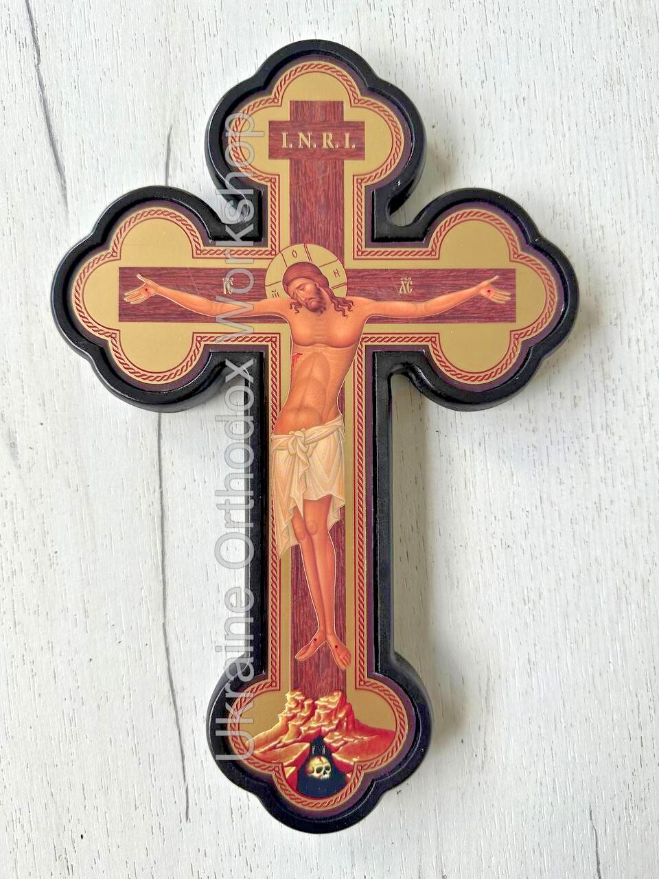 Wooden Wall Crucifix - Made in Ukraine - Beautiful Ukrainian Icon Cross 9.44\
