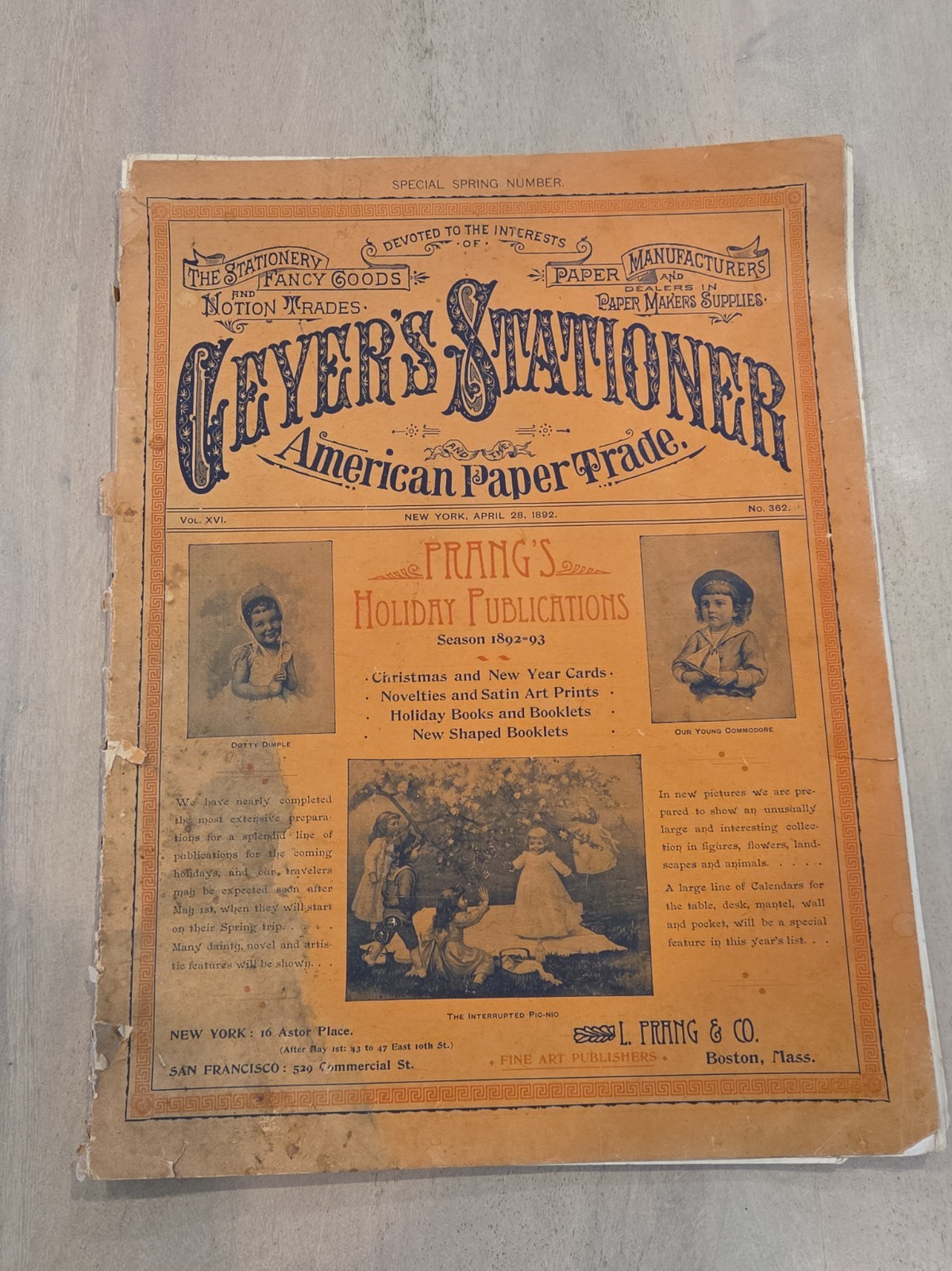Rare Original April 28,1892 Geyer\'s  Stationer American Paper Trade Magazine