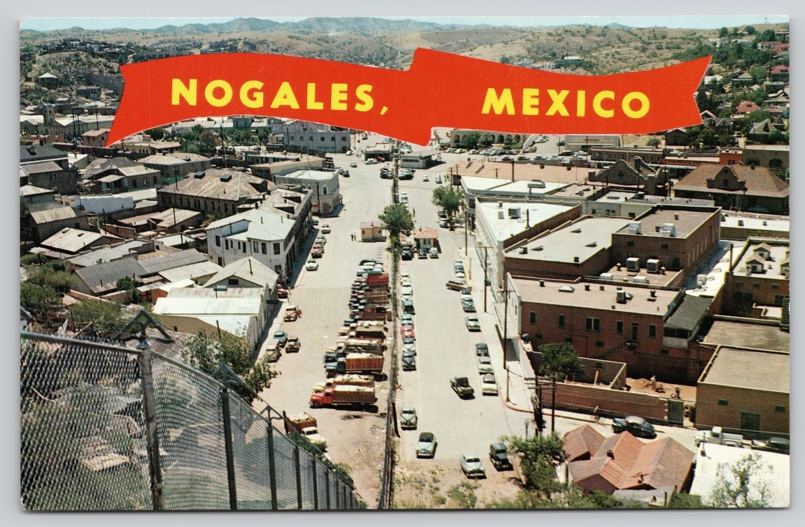 Nogales Arizona and Nogales Sonora Mexico International Boundary Postcard