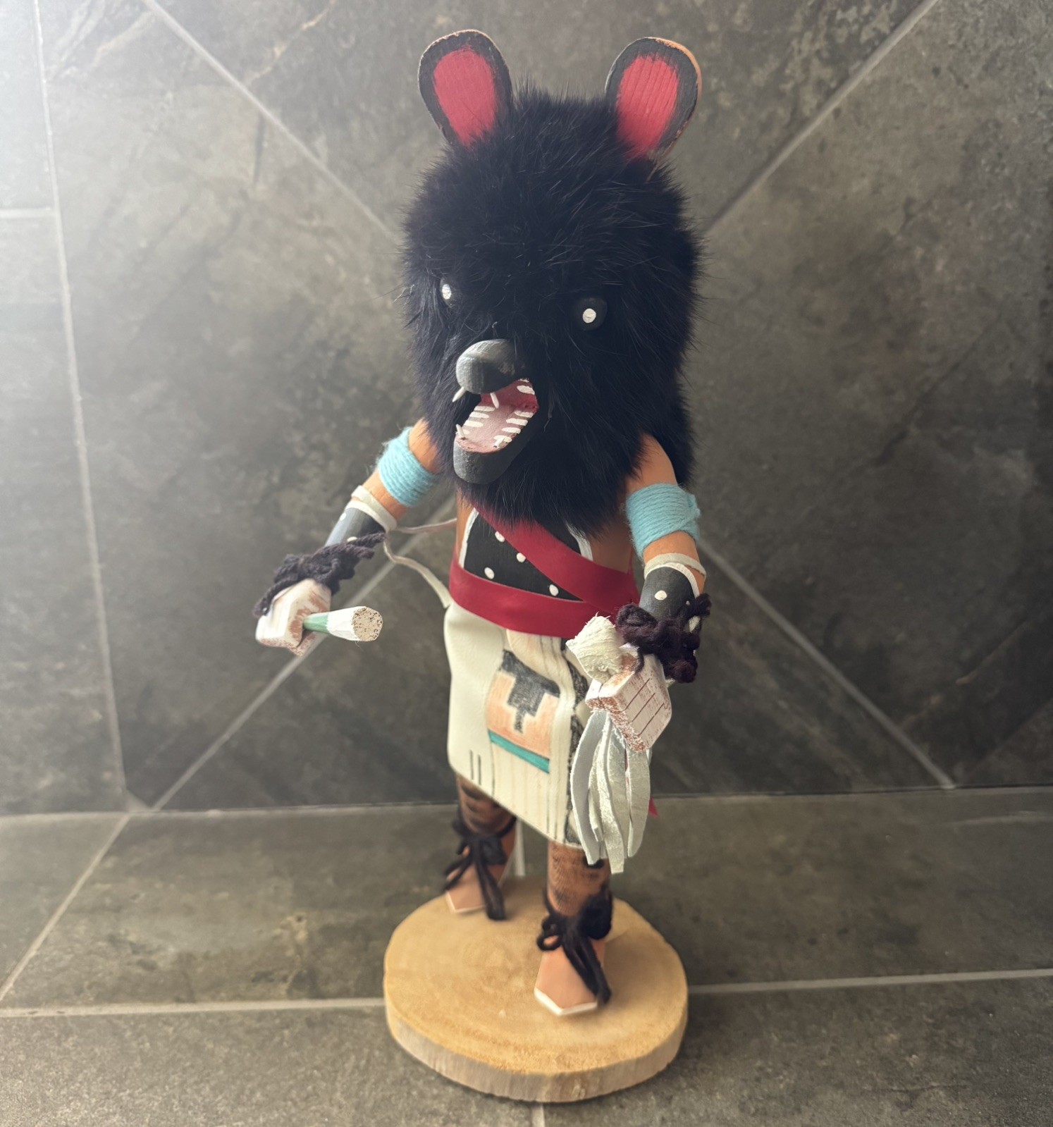 Native American Navajo Black Bear Kachina Doll - Artist Signed, Mary Largo