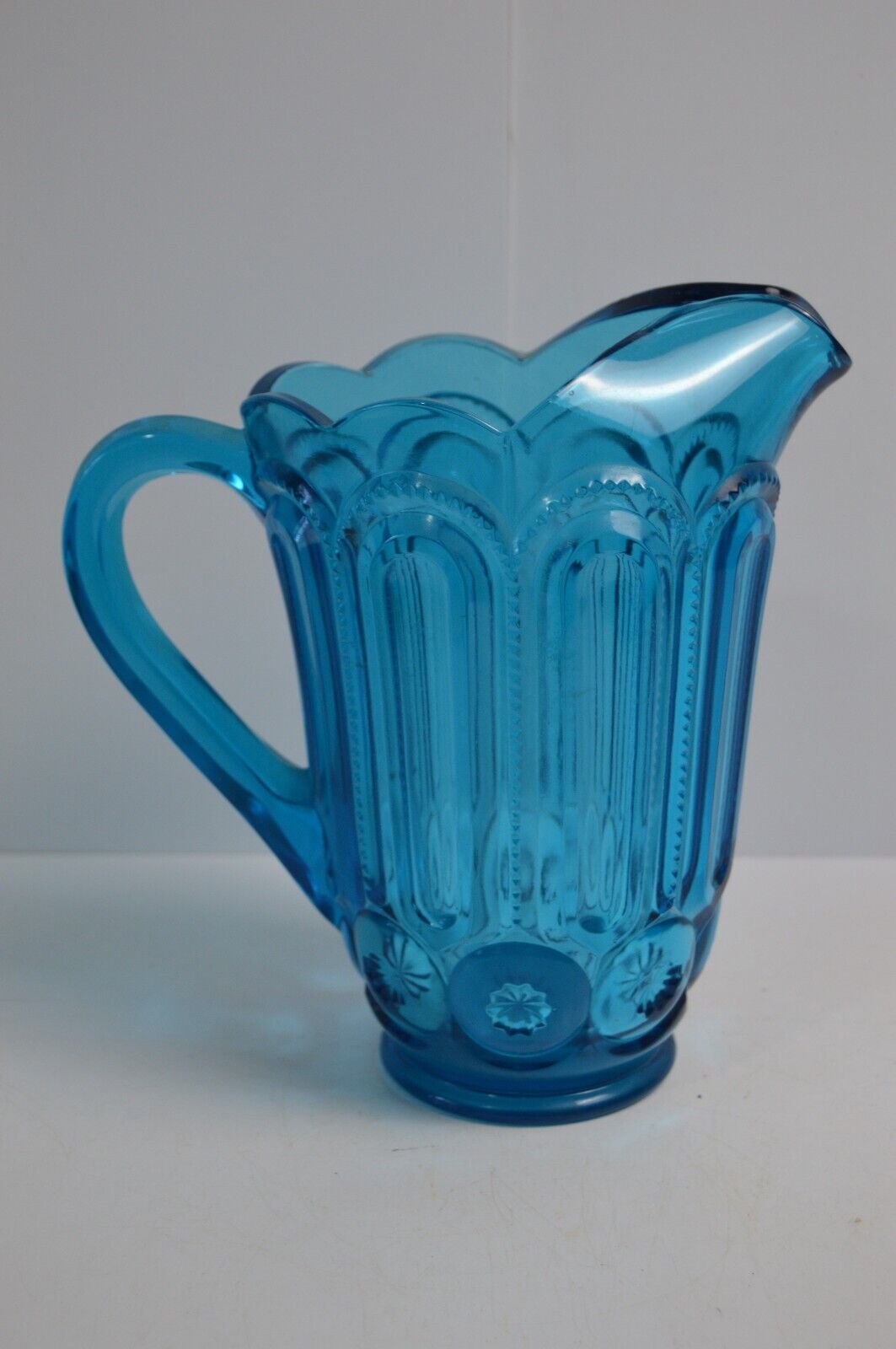 Vintage LE Smith Blue Moon and Stars Pitcher Glass Collectible EUC
