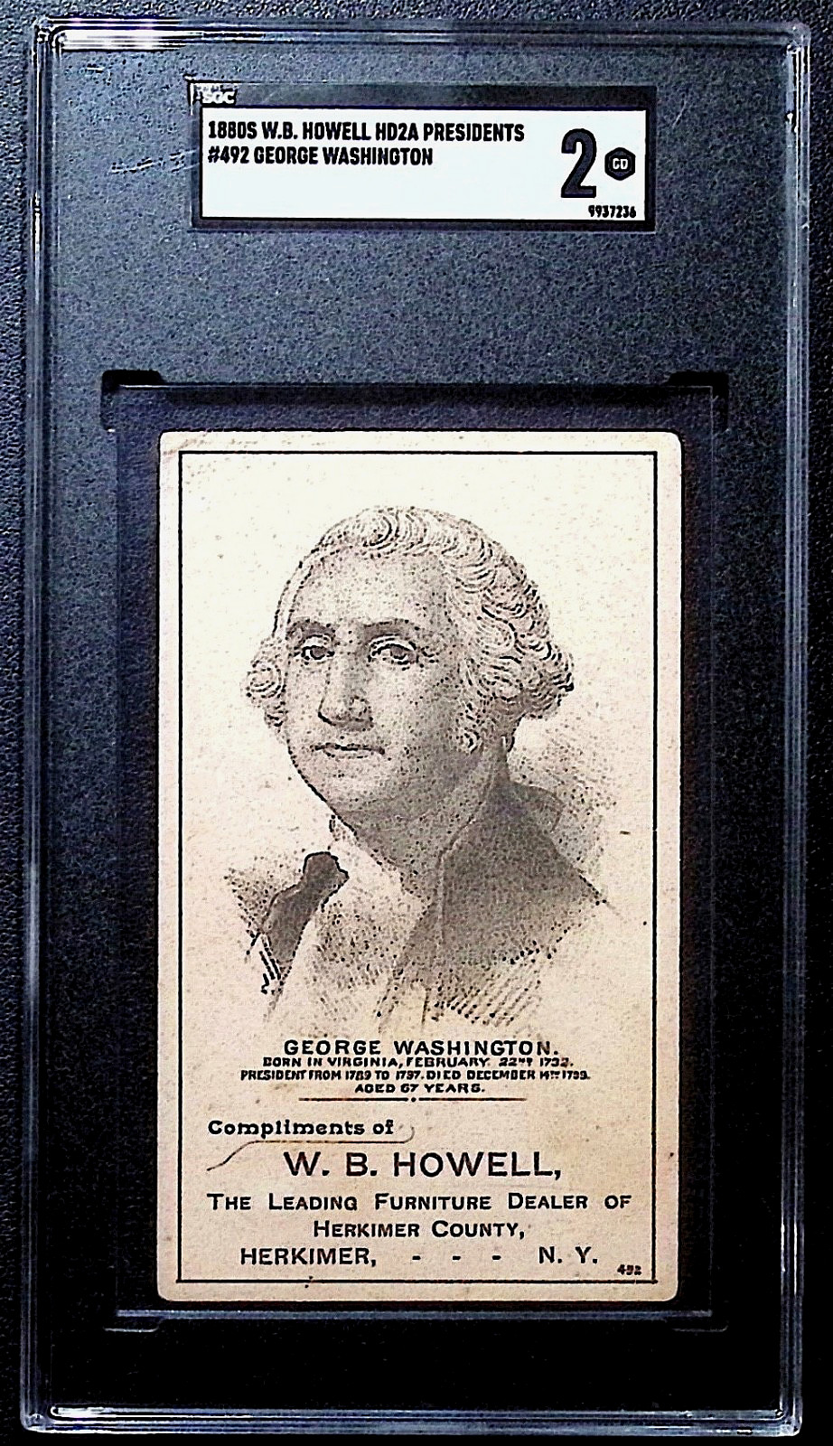1880s WB Howell * GEORGE WASHINGTON * HD2A Presidents * SGC 2 POP 1 None Higher