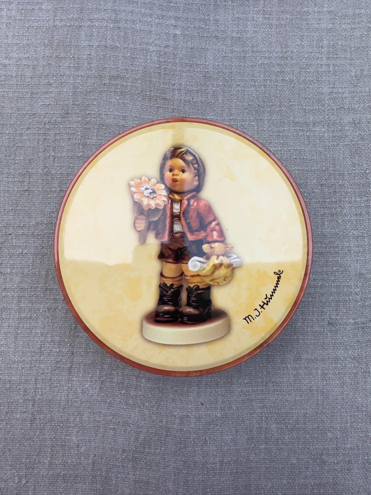 Goebel M.I. Hummel Sunflowers My Love Hum 902 Figurine Tin As Is Boxed Decor