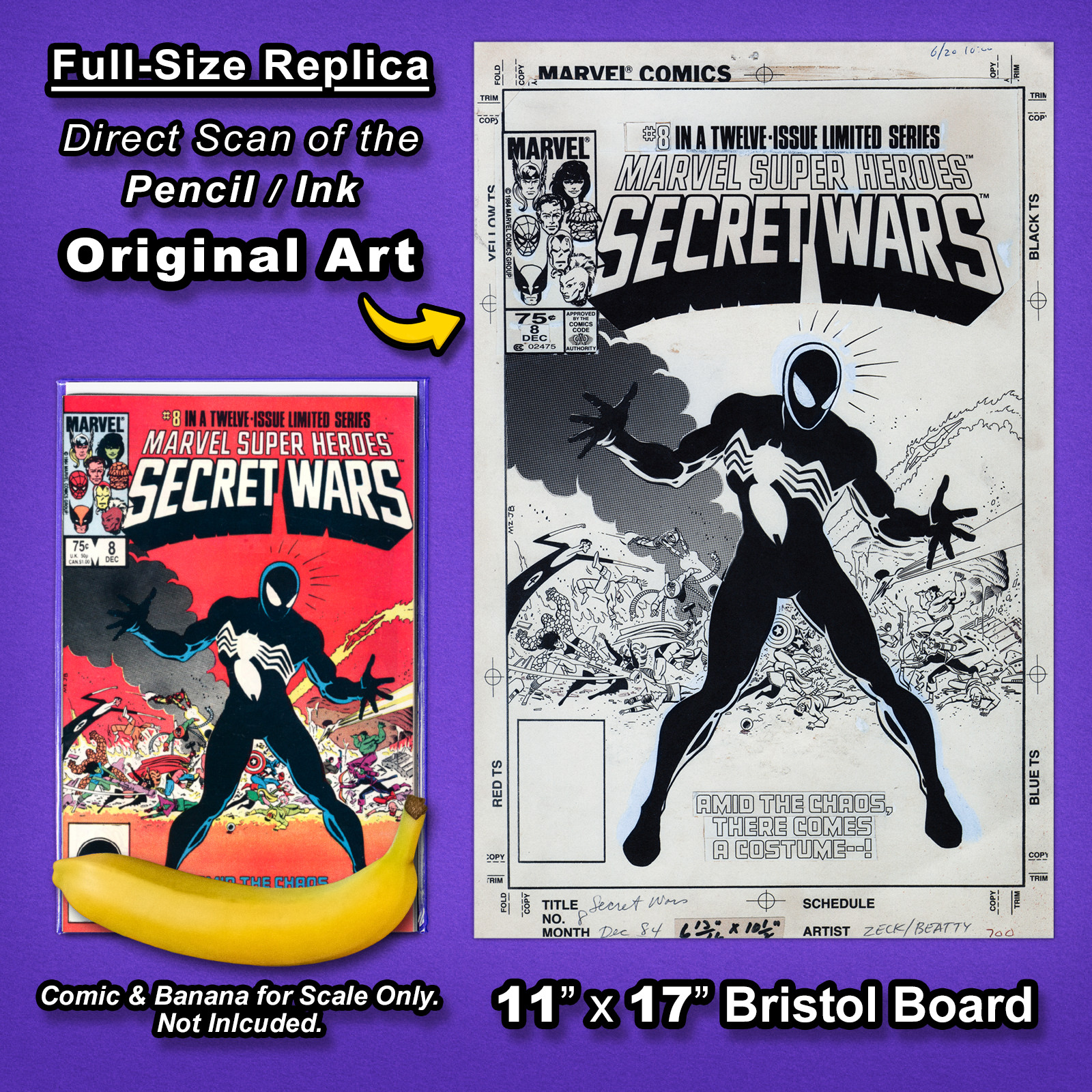 SECRET WARS #8 Iconic Cover Art 🔥 Replica Original Art 🔥 1st SYMBIOTE SUITE