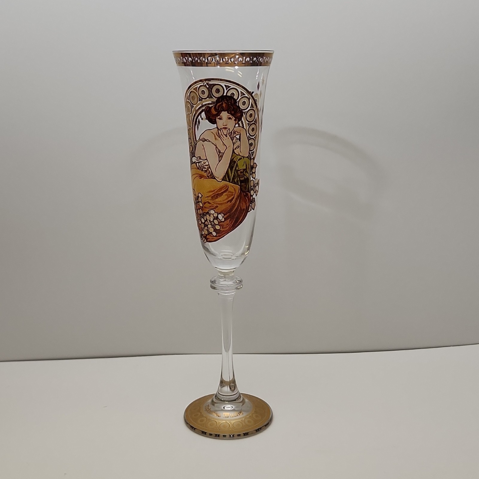 RARE Goebel Artis Orbis Mucha The Primrose Champagne Flute Glass MINT c.2001 