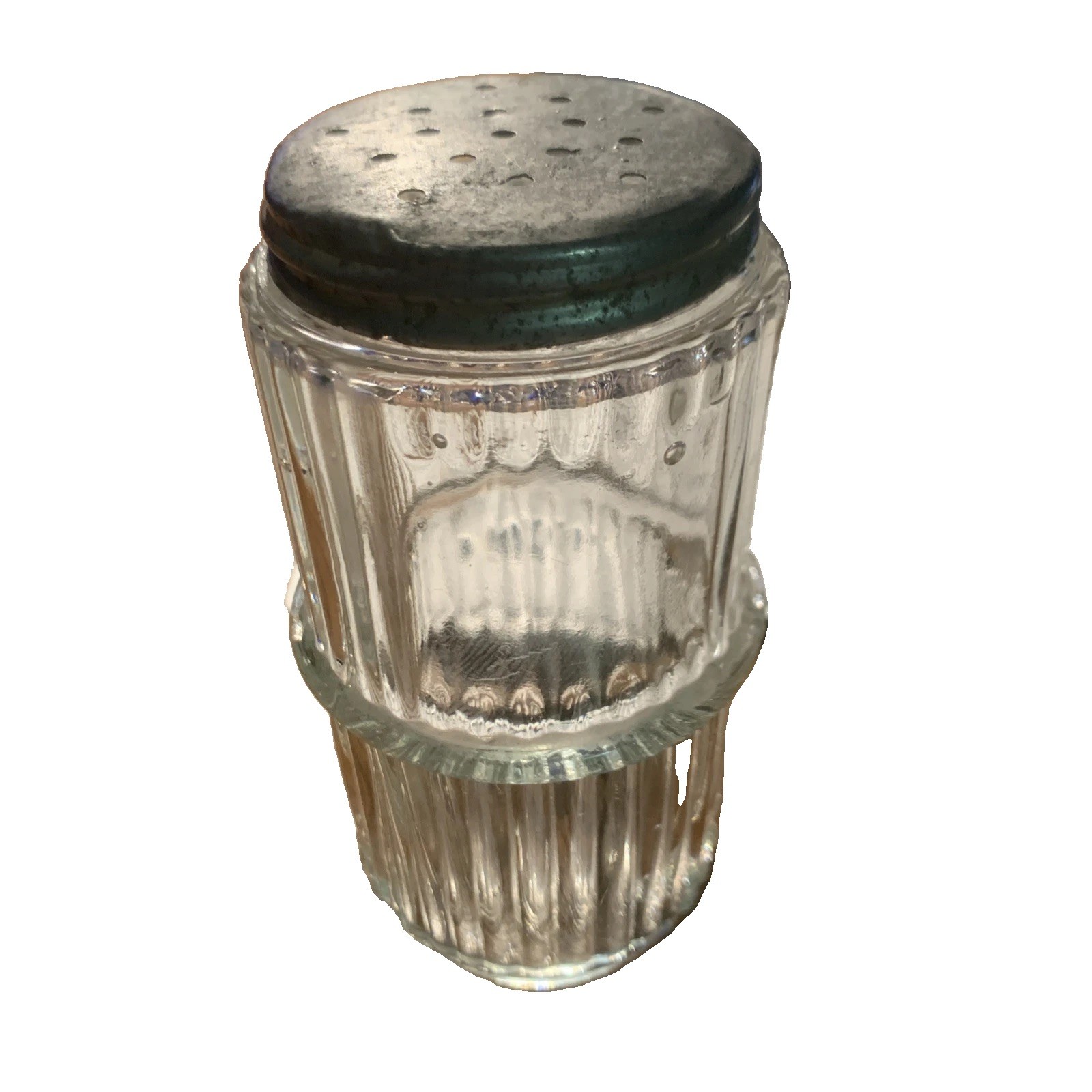 Vintage Hoosier Glass Embossed Jar with Aluminum Lid