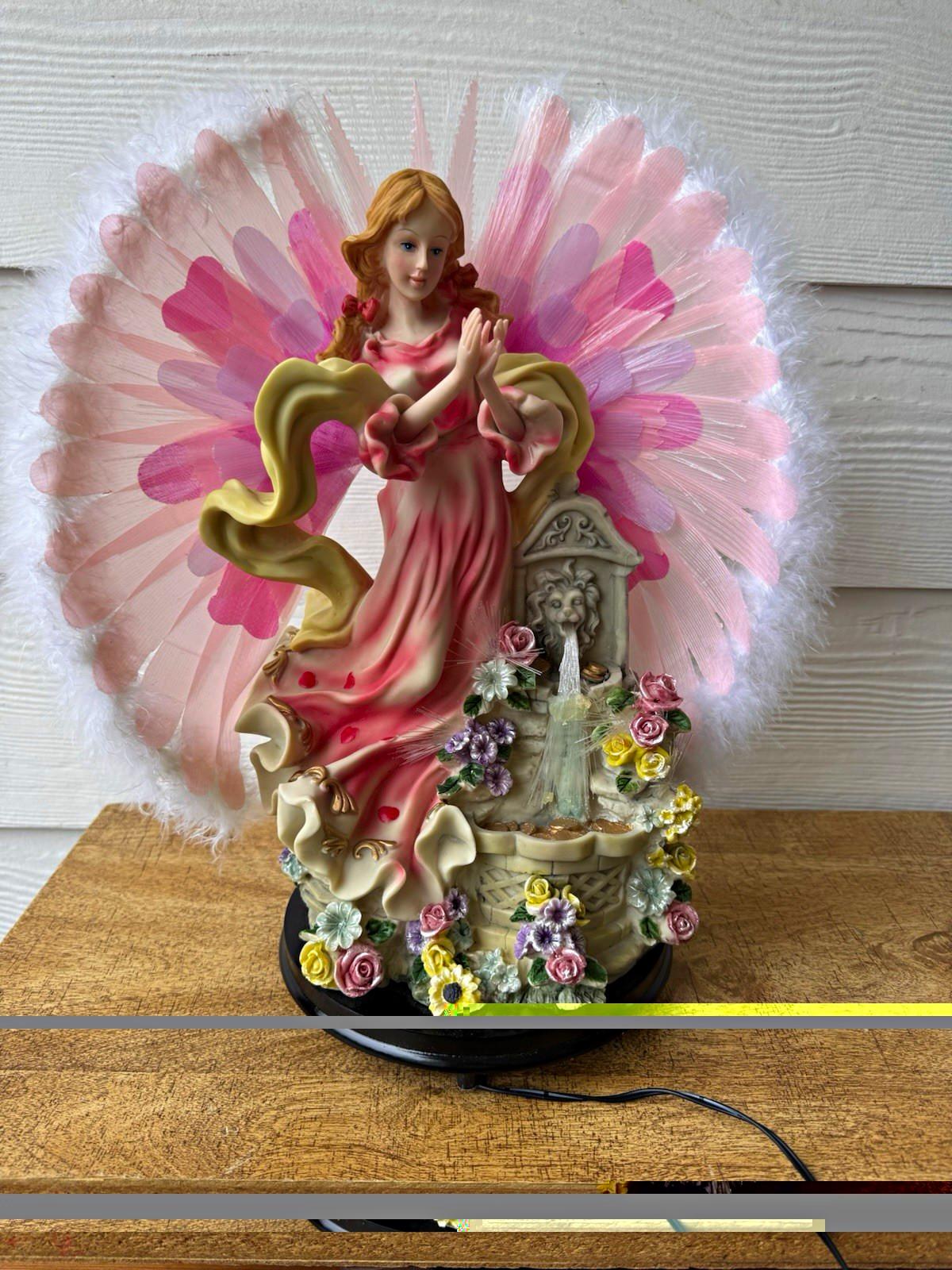 Vintage Chambord Collection Fiber Optic Lighted Angel with Lion Fountain