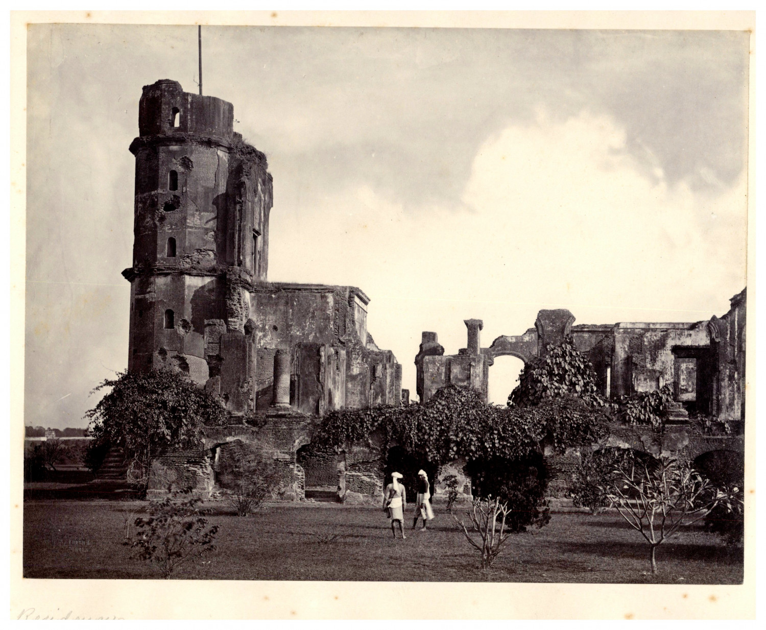 India, Lucknow, Residency Ruins Vintage Print, Albumen Print 18.5x22.5 