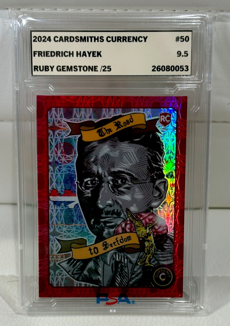 friedrich Hayek 2023 Cardsmiths Currency Series 3 #50 ruby gemstone /25 friedrich Hayek 2023 Cardsmiths Currency Series 3 #50 ruby gemstone /25