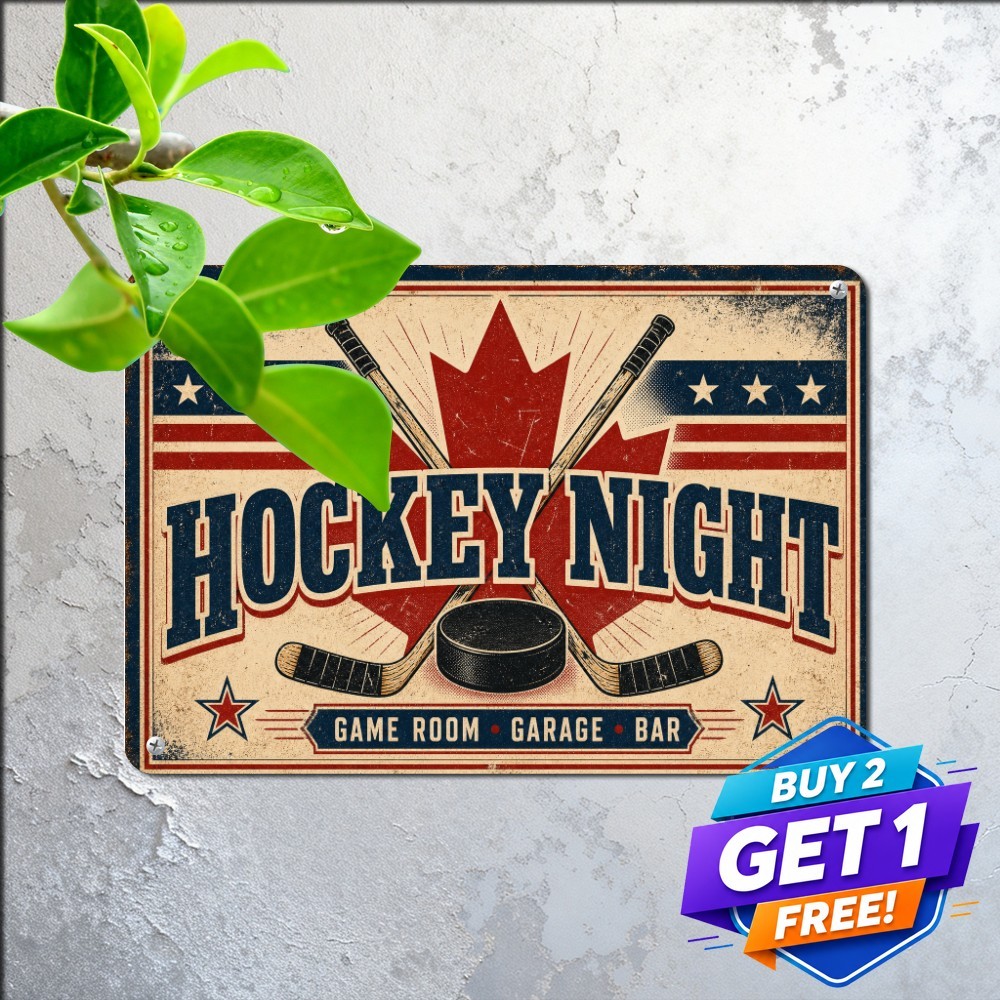 Hockey Night In Canada Sign Vintage Ice Sports Arena Game Room Metal Plaque 8x12