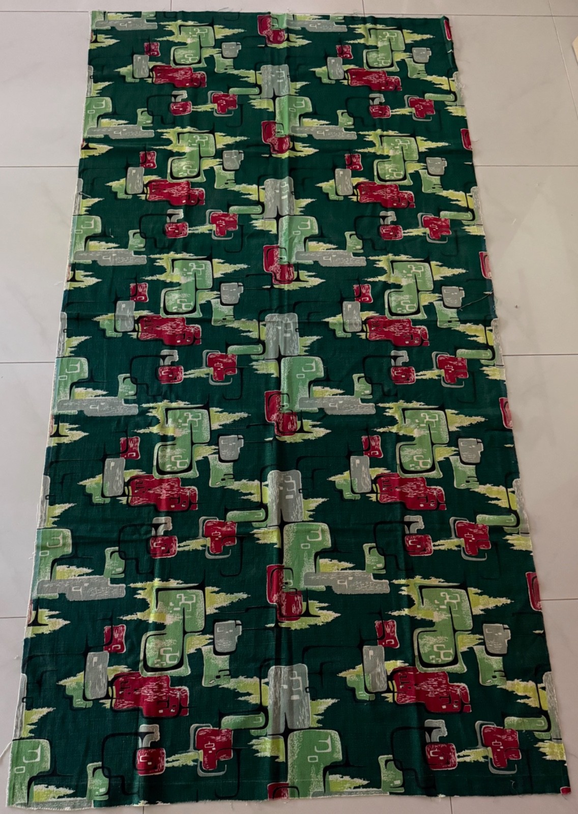 Vintage MCM Abstract Barkcloth Panel Fabric Mid Century Modern 50s 86\