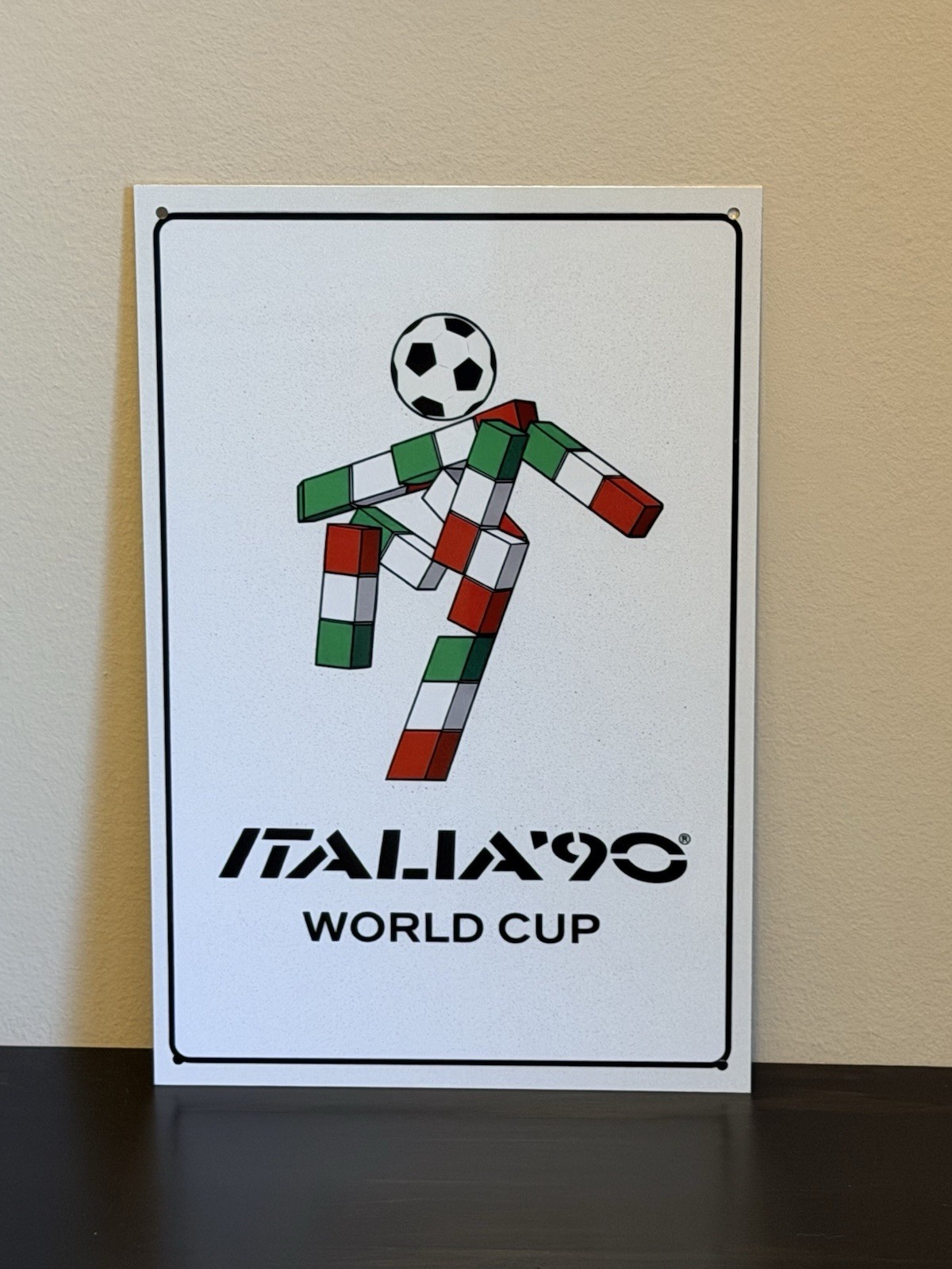 Retro Style Italia 90 1990  Fifa World Cup Soccer Football Sign Top Quality