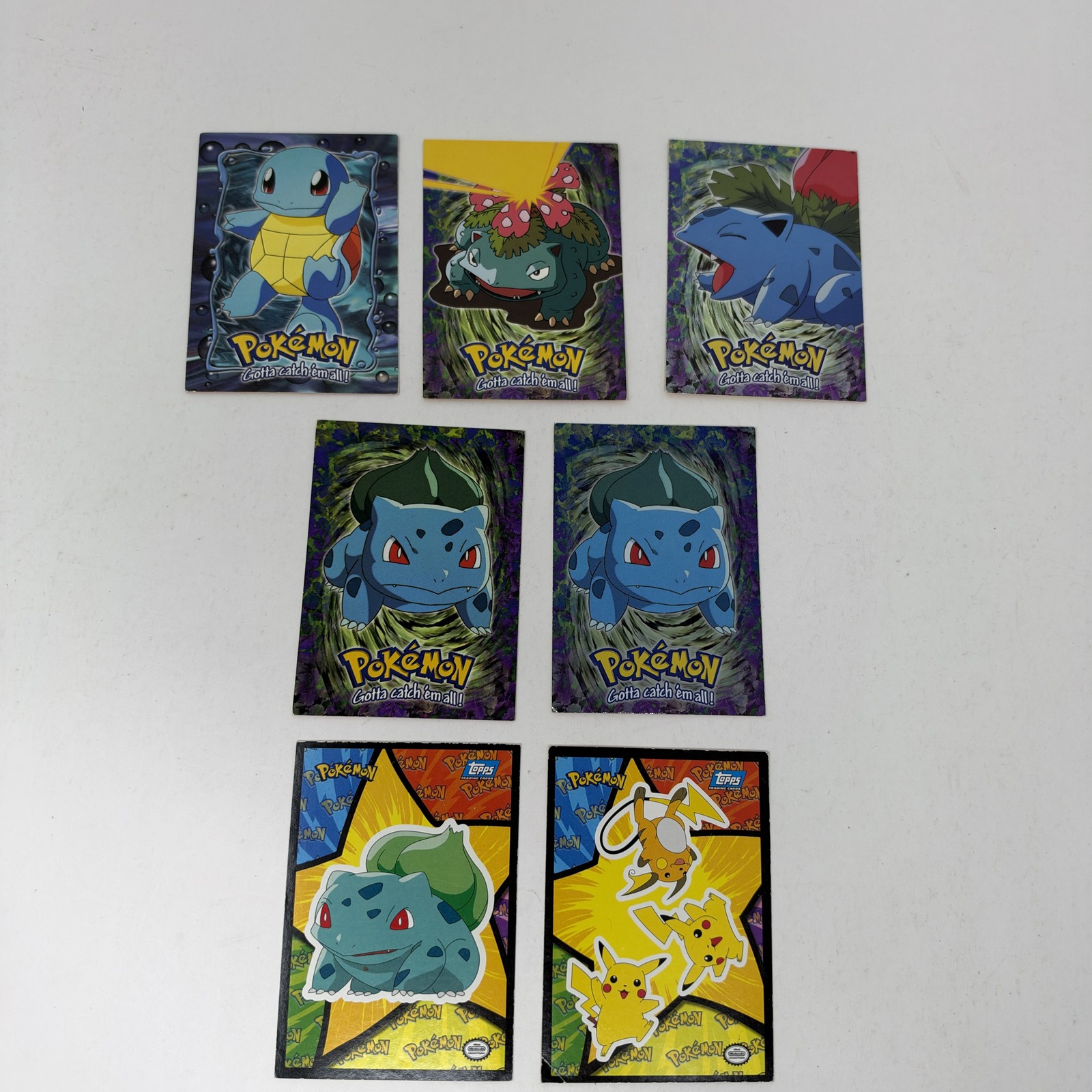 Vintage 1999 Topps Pokemon Stage 1 Movie Cards Lot 7 Bulbasaur Pikachu Raichu
