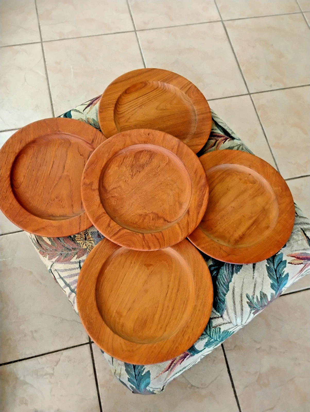 5 Mid-Century 1950'S 1960'S Teak Plate's Signed Kay  BoJensen  Denmark