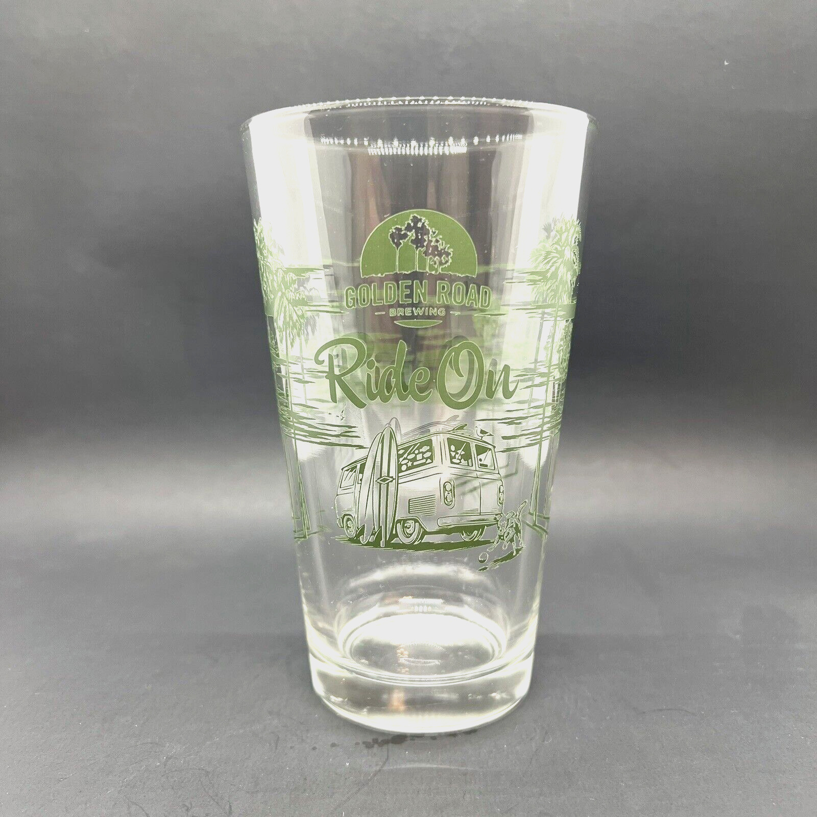 ✅ Golden Road Brewery 16oz Ride On IPA Beer Pint Glass Green Thick & Durable
