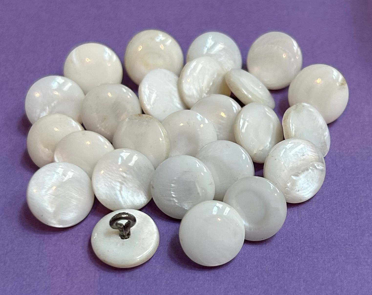 12 VTG Thick & Lustrous White Mother of Pearl Buttons, 1/2\