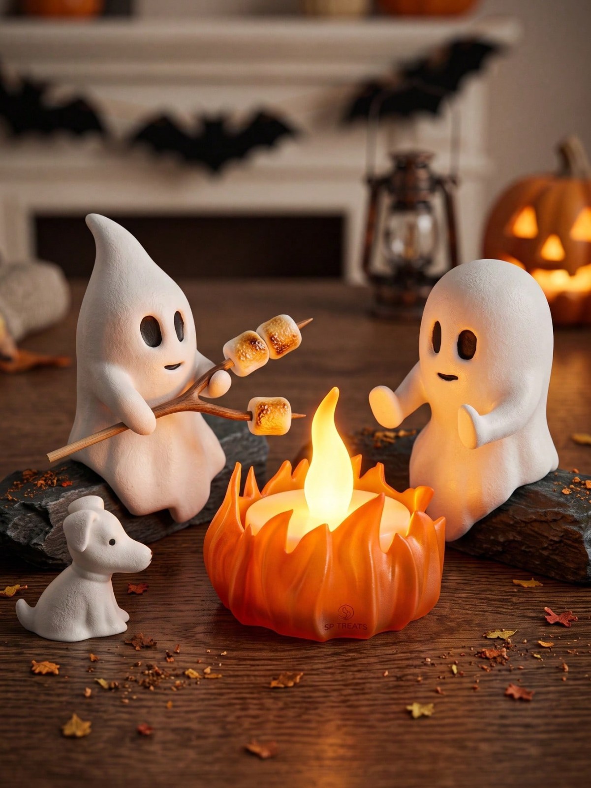 Cute Halloween Ghost Bonfire Candle Holder Halloween Decor (Candles Not Included