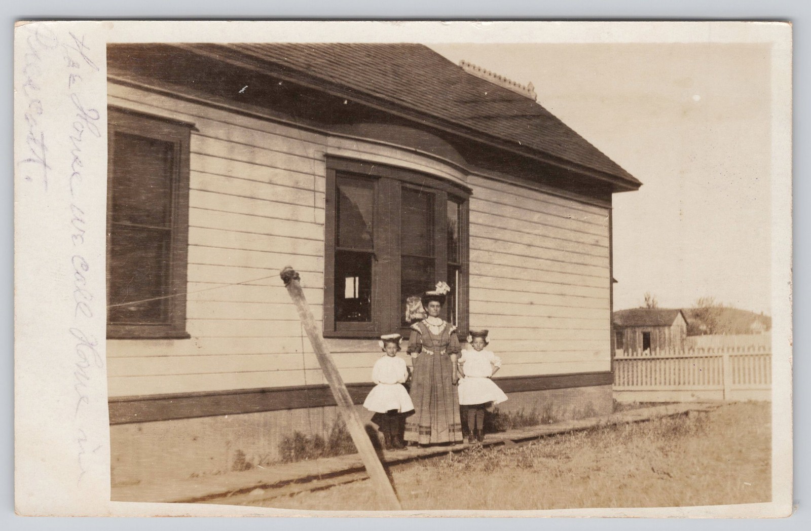 RPPC Prescott Arizona Family Portrait - House c1905 Real Photo Postcard