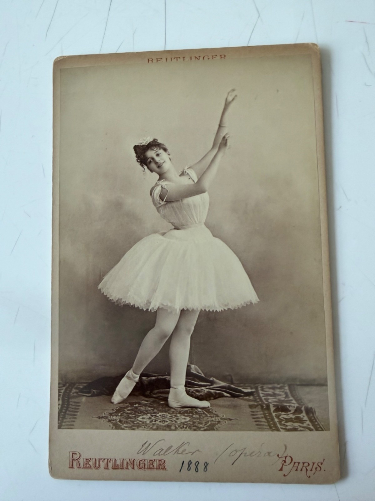 Beautiful Paris Ballerina Girl / Vintage Cabinet Card / 1888