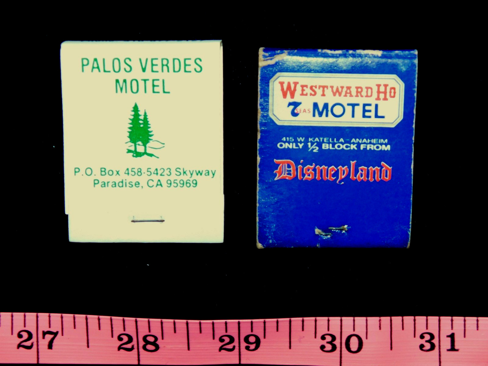 Retro LOT TWO Matchbooks Westward Ho Disneyland Motel & Palos Verdes, California