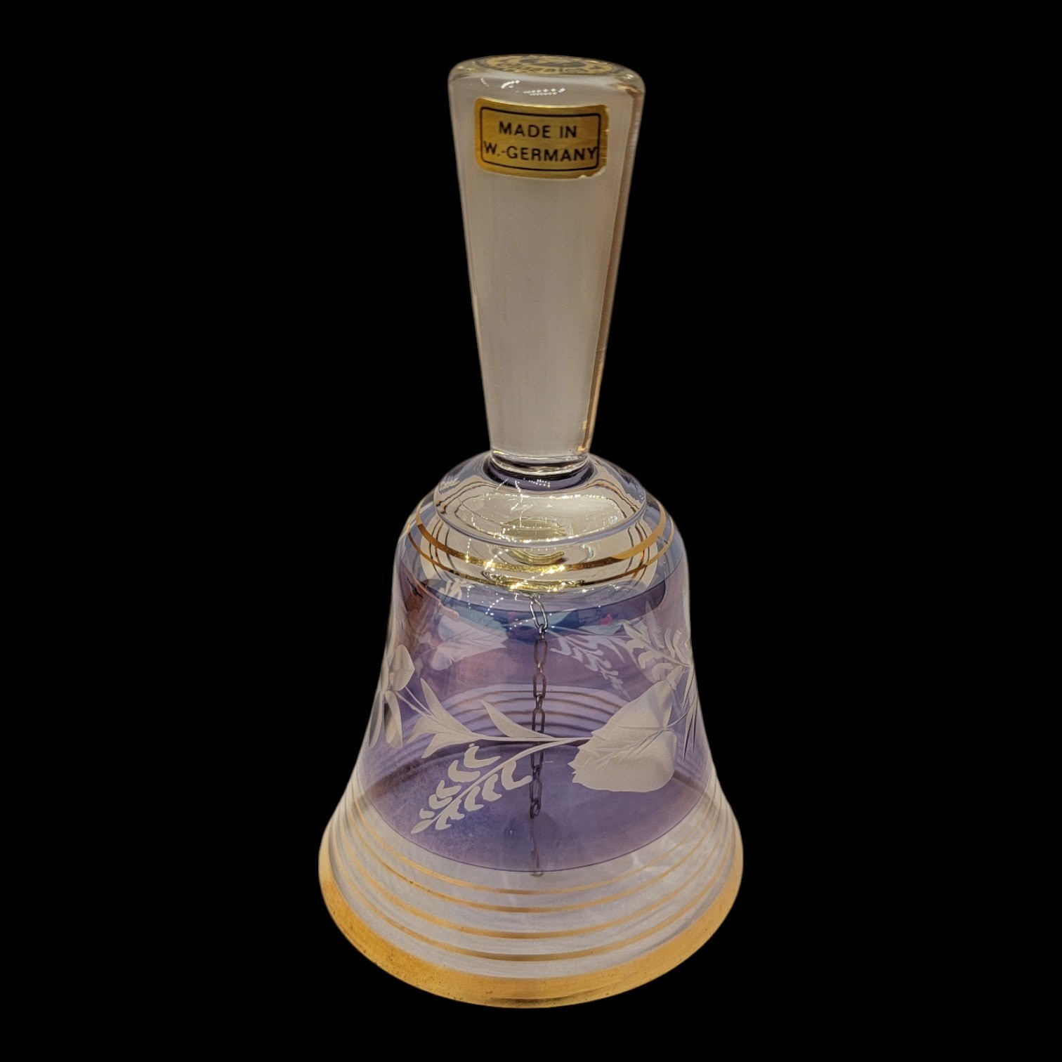Vintage Mozart Classics Crystal Handbell Purple Floral Gold Trim W. Germany