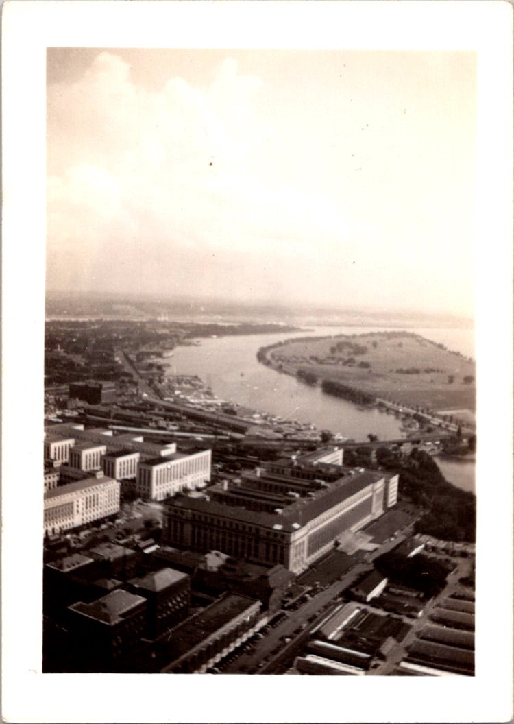 Vintage Aerial Photo Washington D.C. Potomac River Buildings Cityscape 1940s