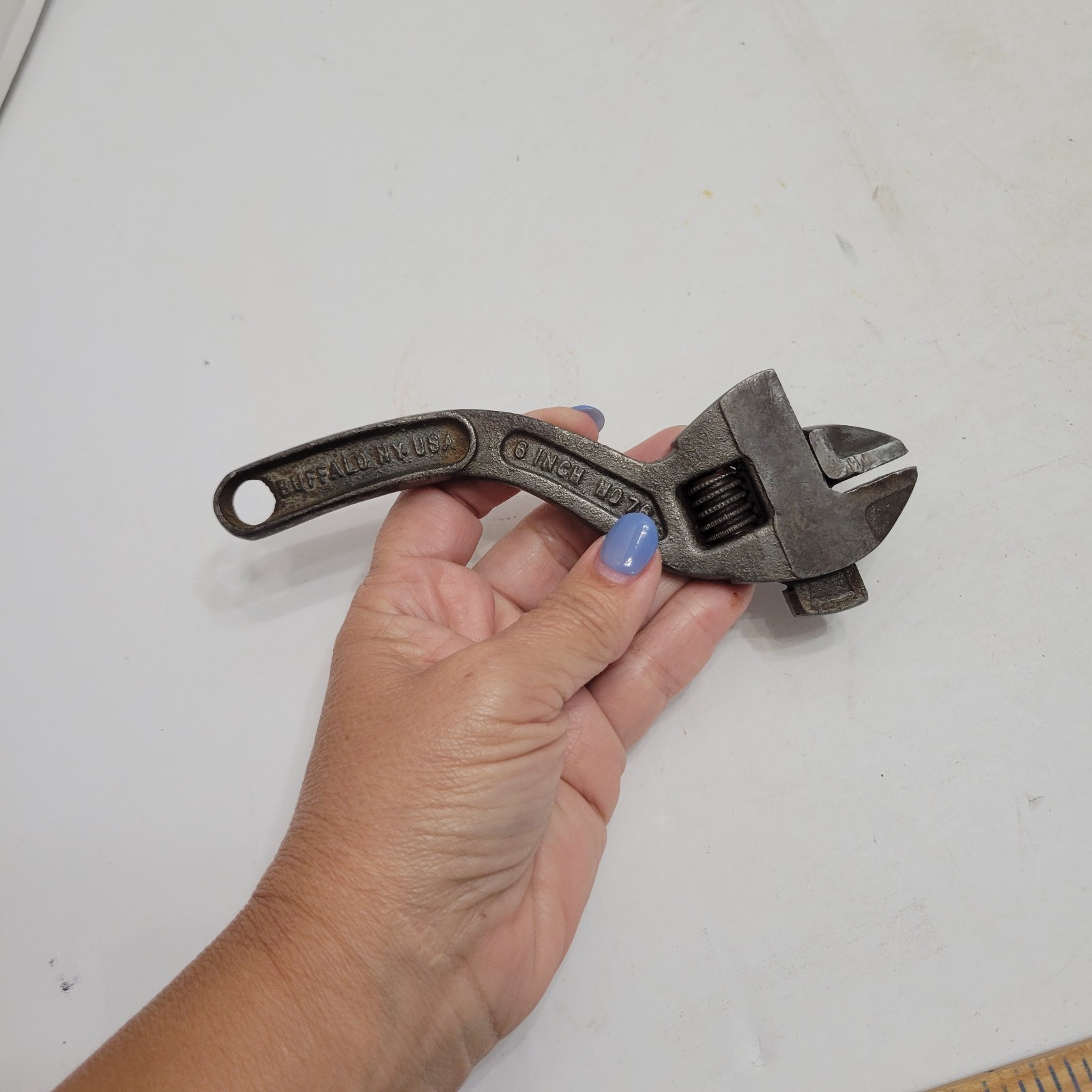 Vintage Westcott No 76, 6” Adjustable Wrench Keystone Mfg Co. Buffalo NY Curved