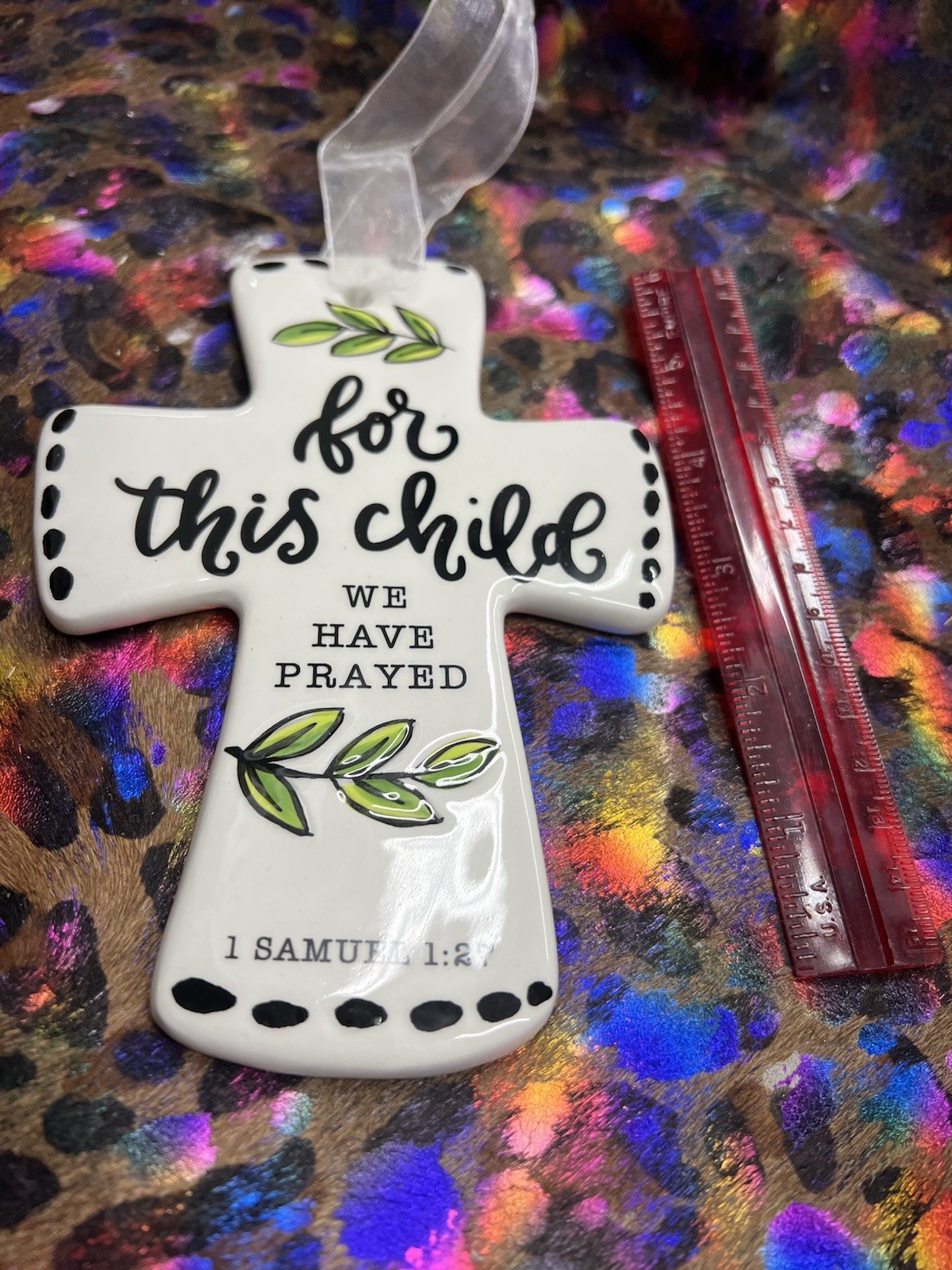 Glory Haus For This Child ceramic cross designed by Kalyn Dunks NEW