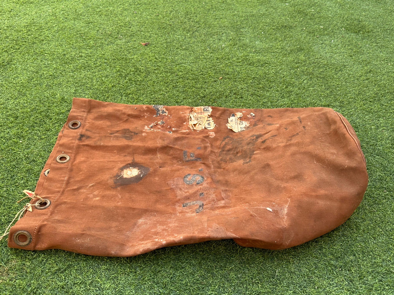 Unique Large WW2 Era Military Canvas Bag, very unusual colour,design & markings 