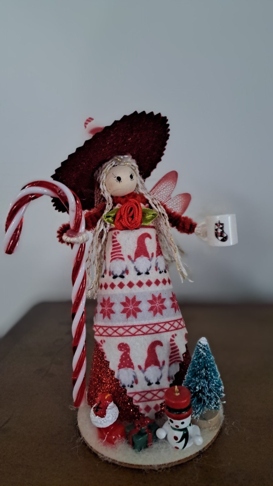 Handmade OOAK Kitchen Witch Doll Whimsical Christmas Holidays Decoration 7in