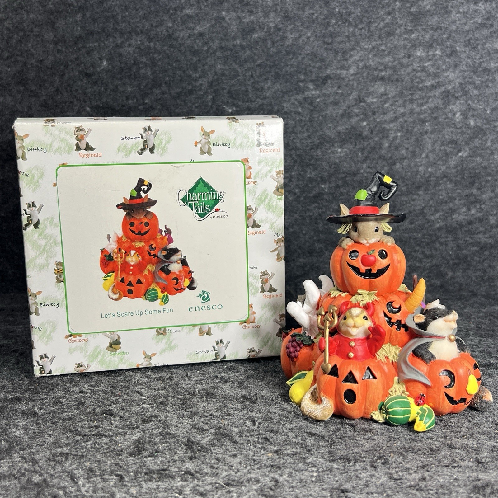 Charming Tails Let's Scare Up Some Fun  H4017315 Halloween Pumpkin Signed Rare