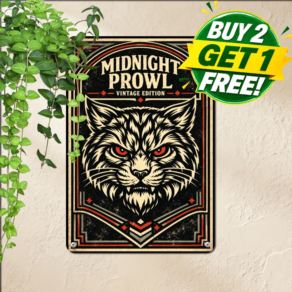 Fierce Jaguar Head Woodcut Poster Tin Sign 8x12 Exotic Animal Metal Plaque