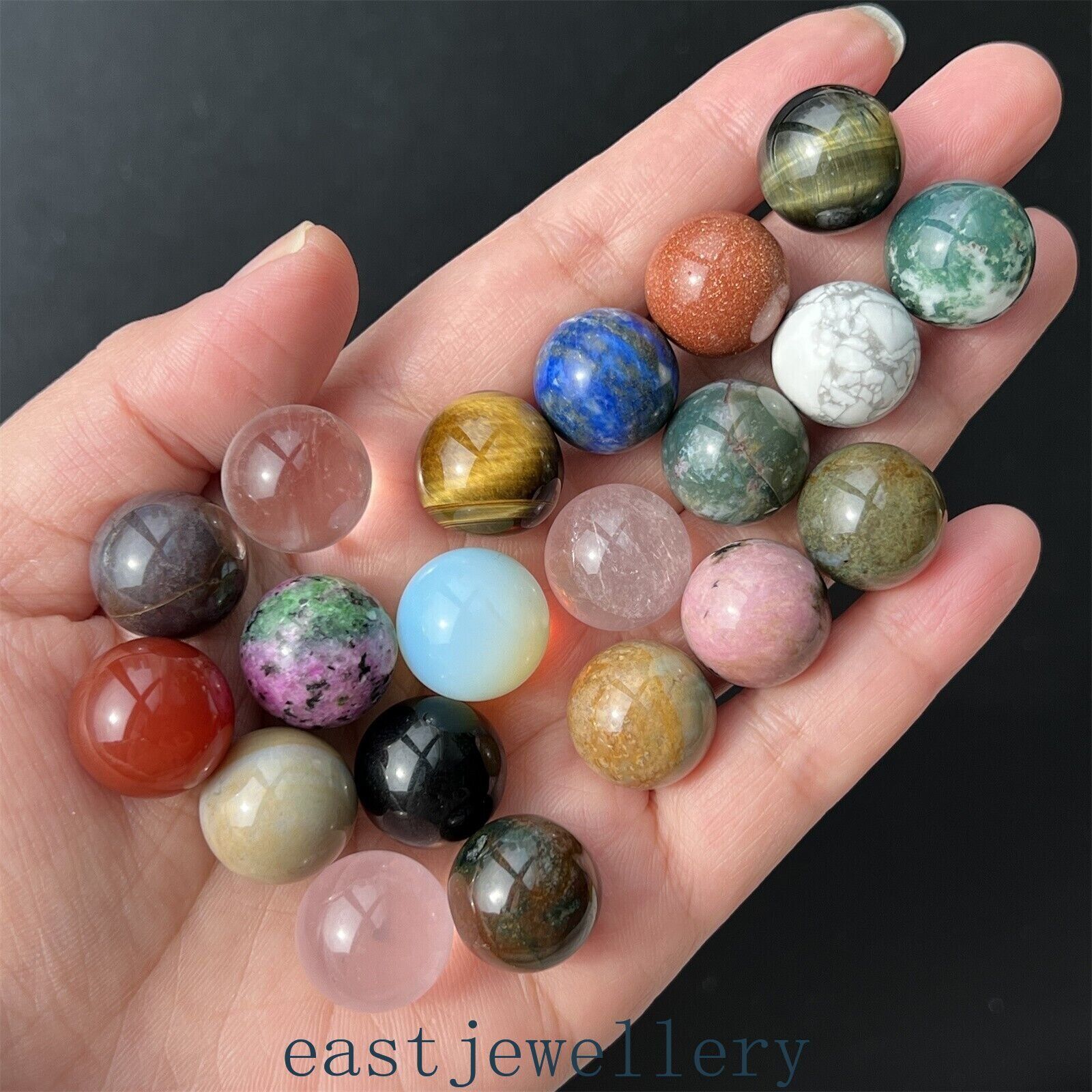 20x Natural Mixed Sphere quartz crystal ball reiki healing Palm stone gem 15mm+