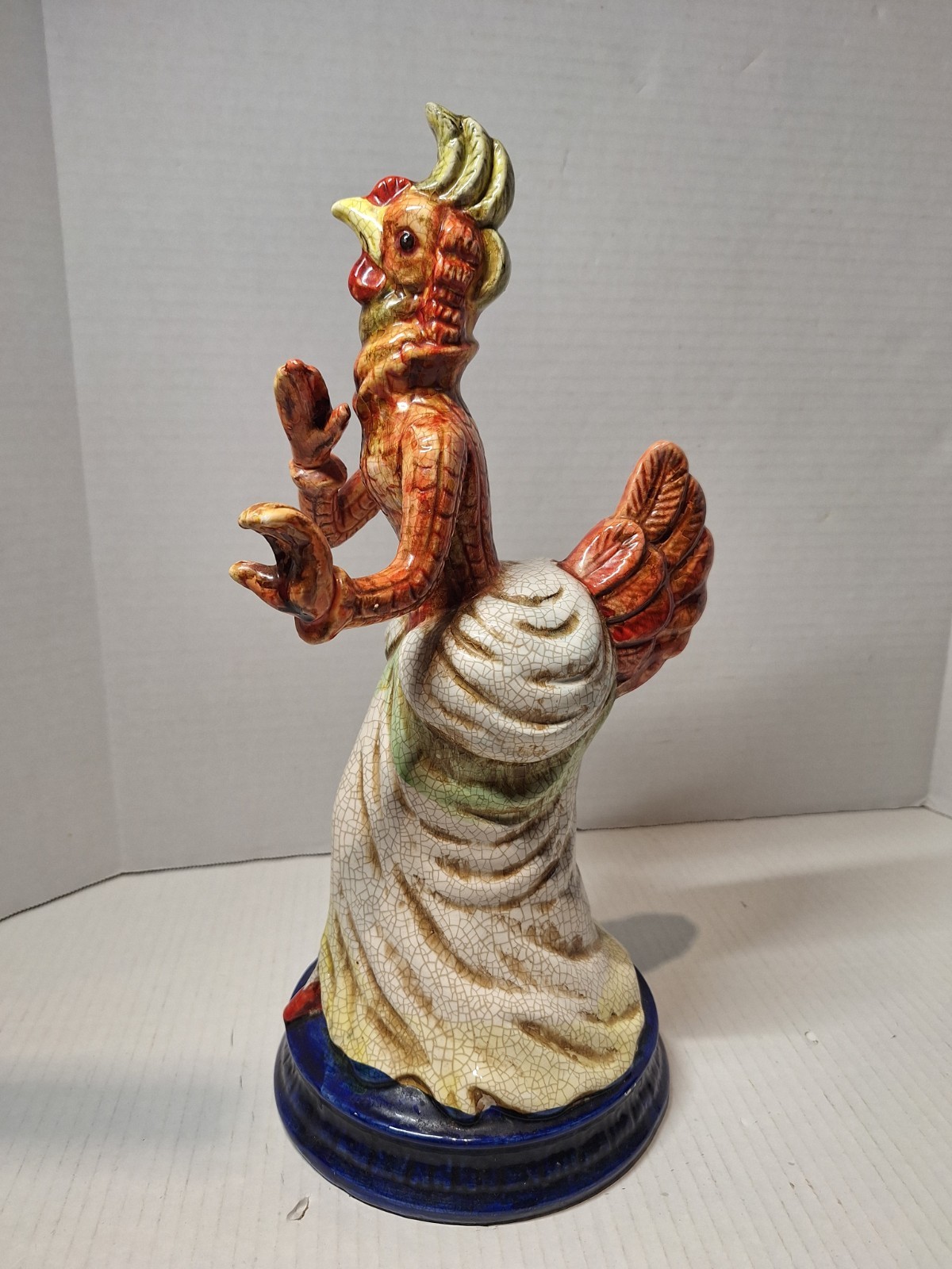 Jeanne Reed's Porcelain Anthropomorphic Italy Chicken Statue 14.5 In Tall
