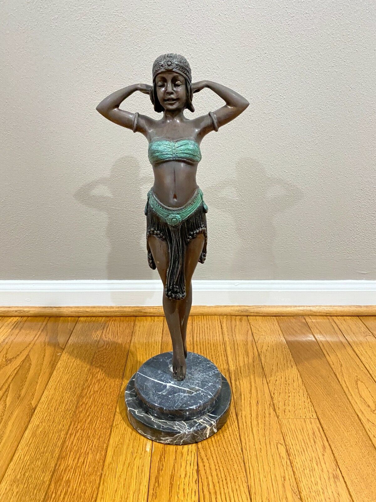 Vintage Solid Bronze Belly Dancer Dancing Woman Lady 18.5\