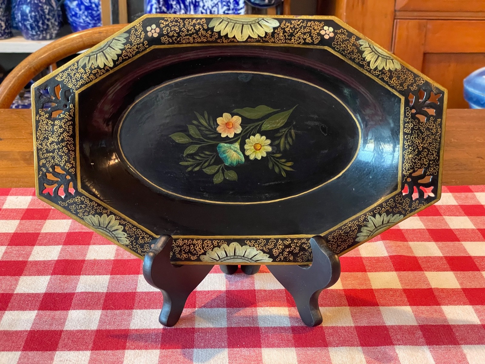 Antique Hand-Painted Toleware Tray (ca 19th century)