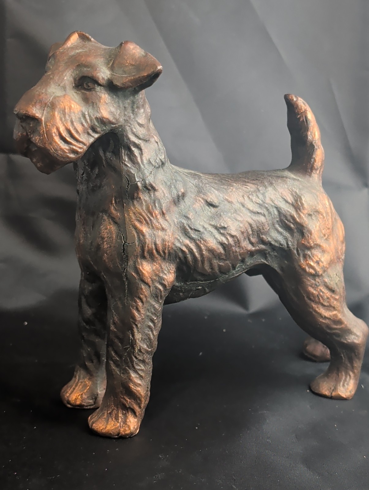 Antique Terrier Dog Statue Bronze Gilded Cast Metal  Paperweight 7