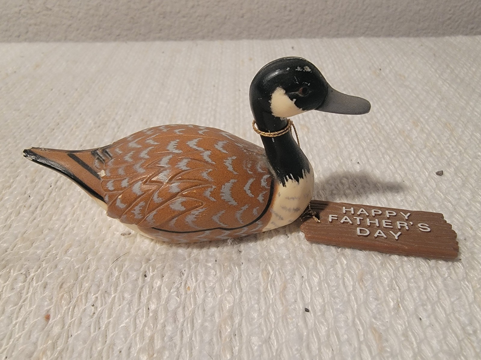 Enesco Miniature Duck Figurine & Father\'s Day Tag (Hand-Painted) Vintage 1980