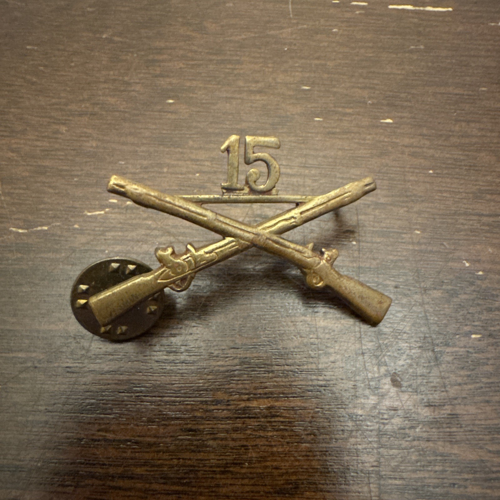 Army OFFICER Branch Collar Brass  cb  15th INFANTRY REGIMENT  9m meyer 1950s