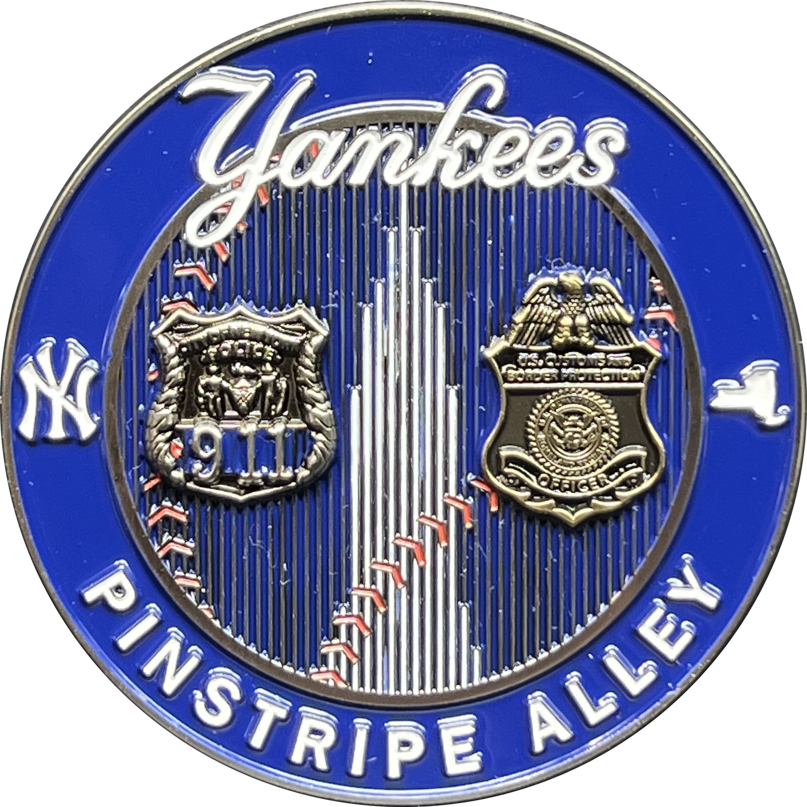 GL3-012 CBP and NYPD Yankees themed 9/11 Pinstripe Alley CBPO Police Officer cha