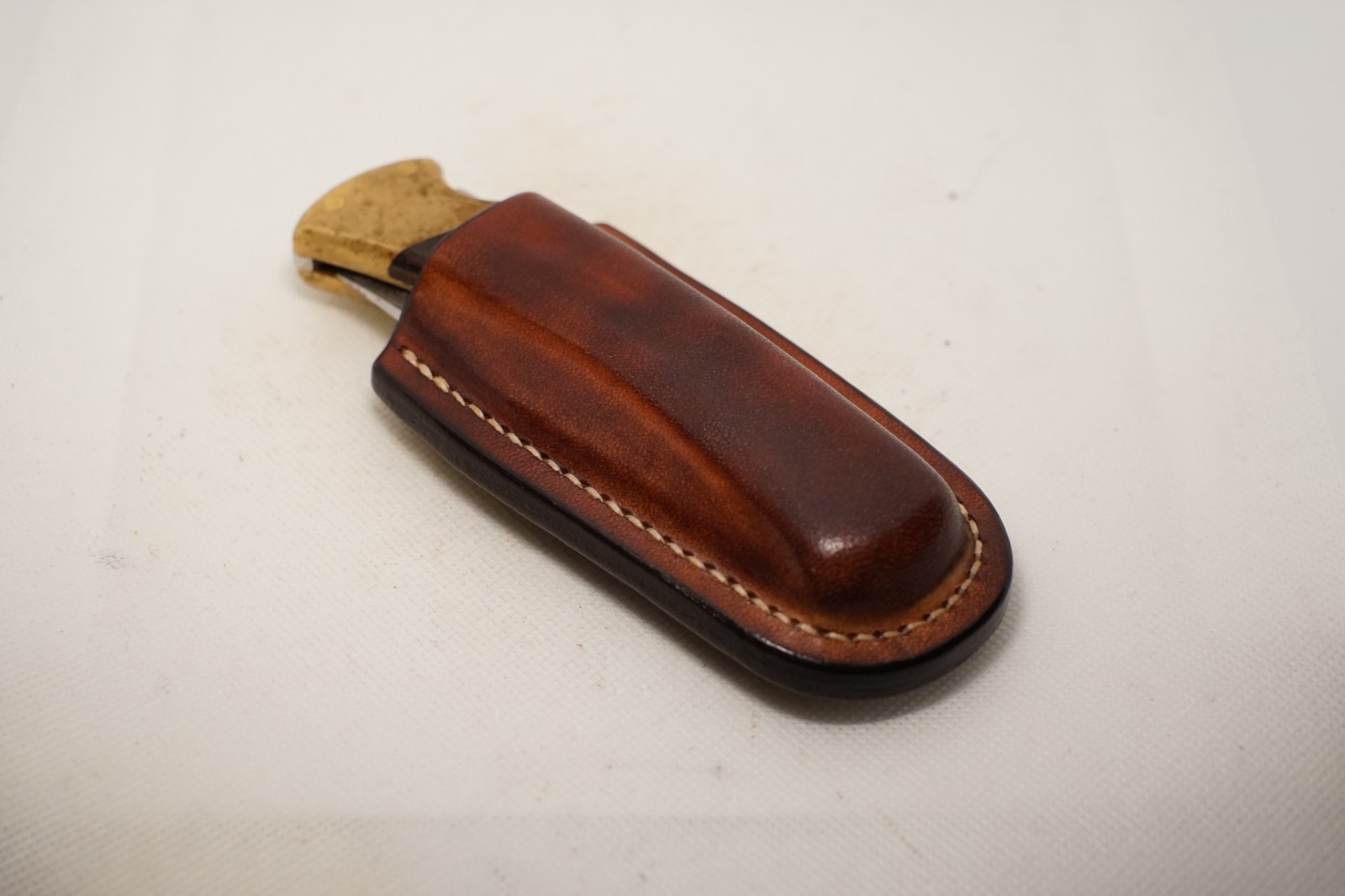 handmade buck 110 custom leather sheath mahogany brown, waxed, Sheath Only