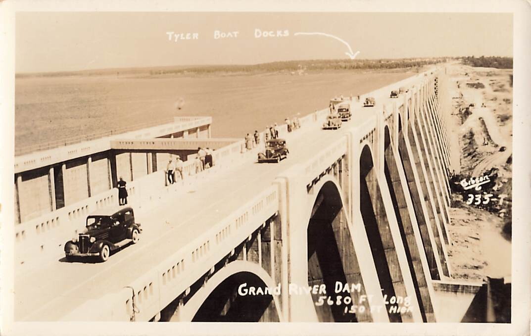 Postcard Disney-Langley, OK: Grand River Dam Grand Lake o' the Cherokees RPPC