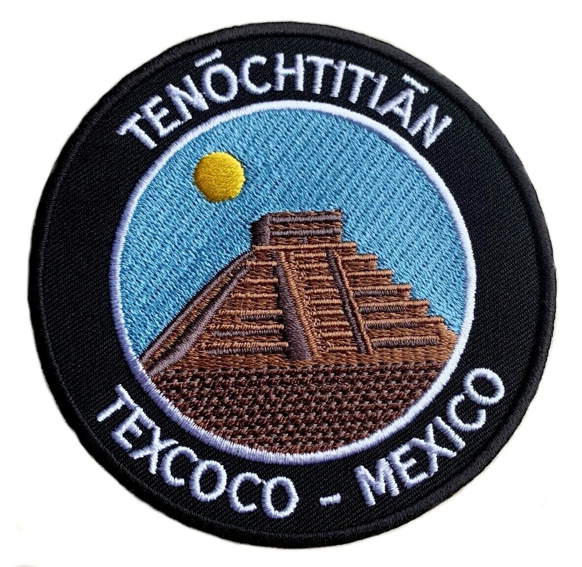 Tenochtitlan Texcoco Mexico Patch Iron-on Badge Aztec Temple Pyramid Souvenir