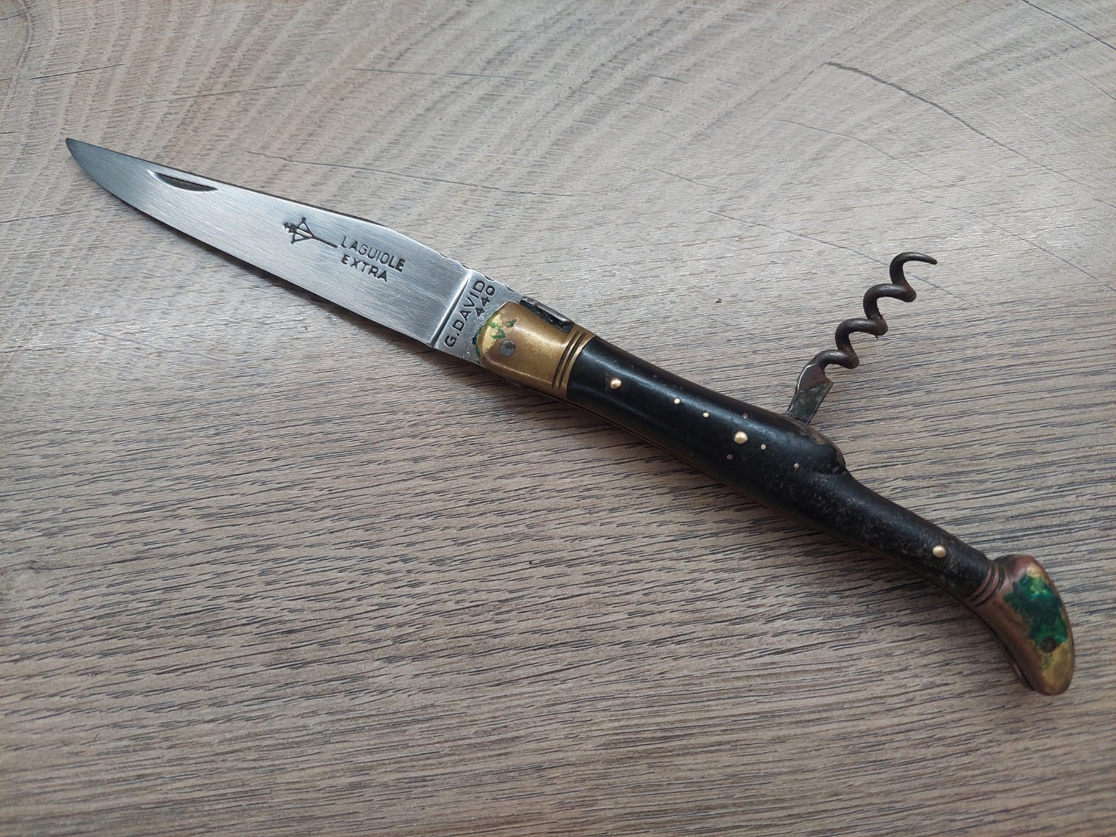 VTG RARE French Laguiole G. David Extra 440 Arbalete Pocket Knife Corkscrew
